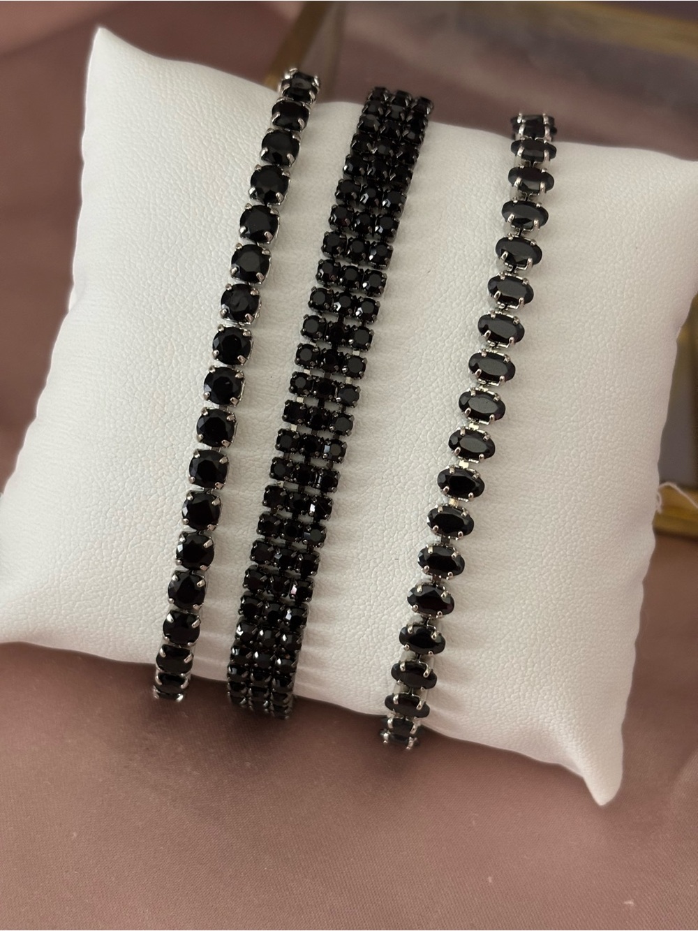 Black Crystal Tennis Bracelets - Elegant Women's Jewelry